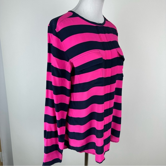 Equipment Navy Pink Striped Silk Button Down Shirt Size Large - Picture 4 of 13